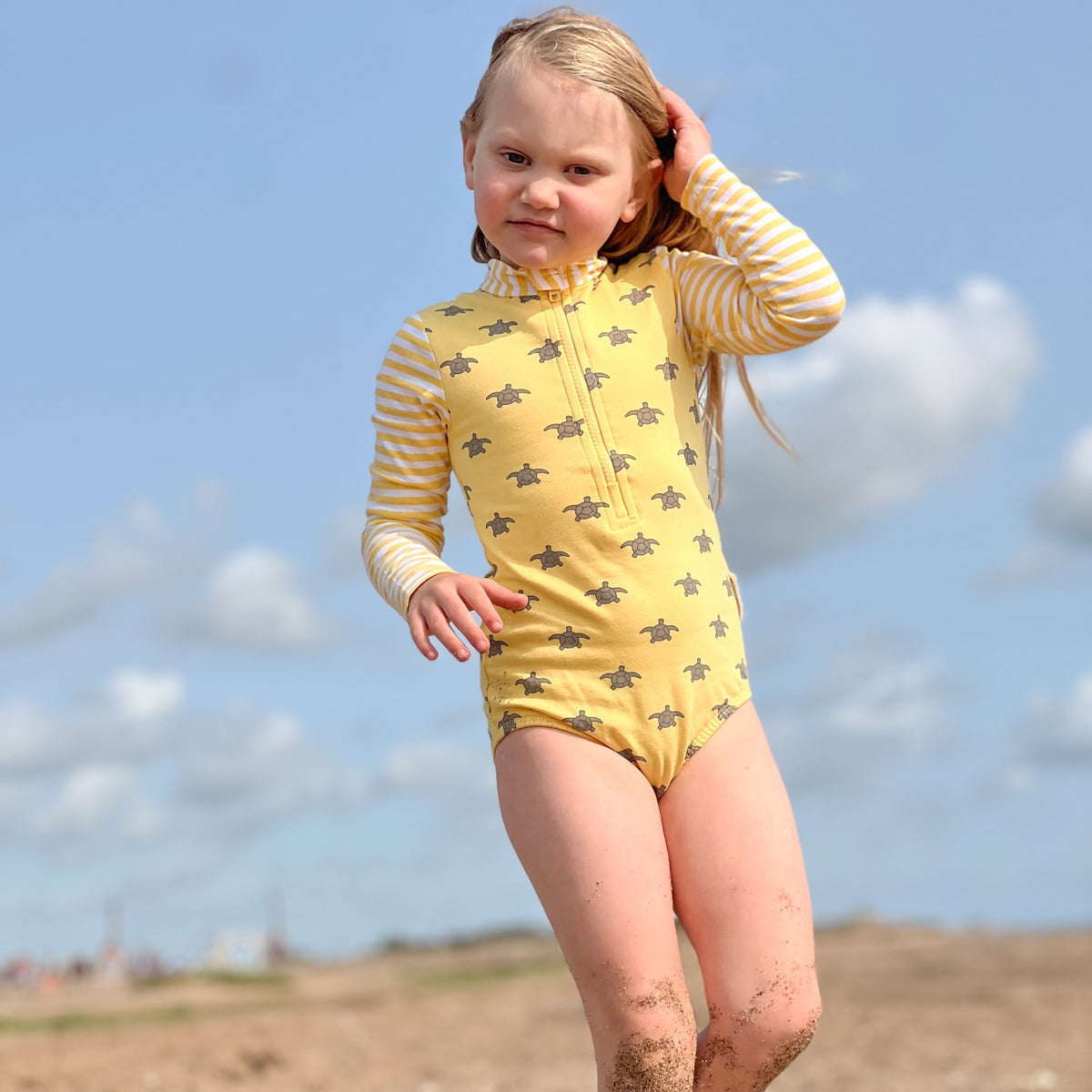 Girls Long Sleeve Swimming Costume