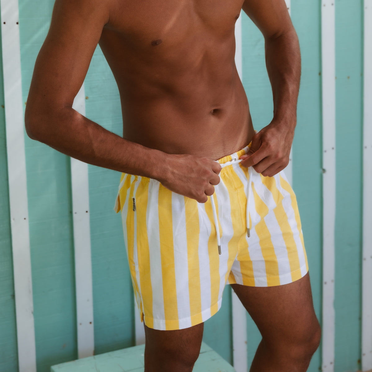 Mens Stripy Swimming Trunks