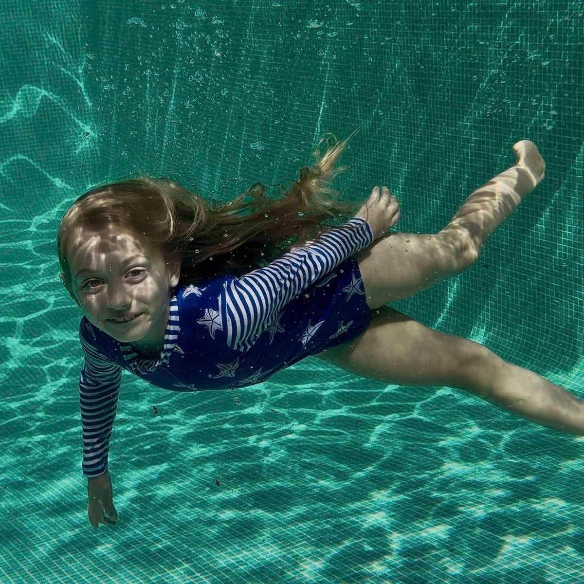 Girls Long Sleeve Swimming Costume