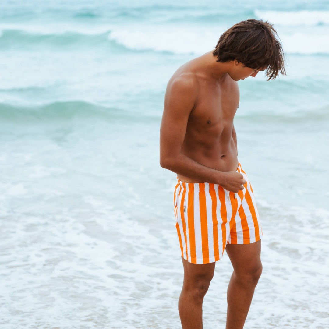Mens Stripy Swimming Trunks